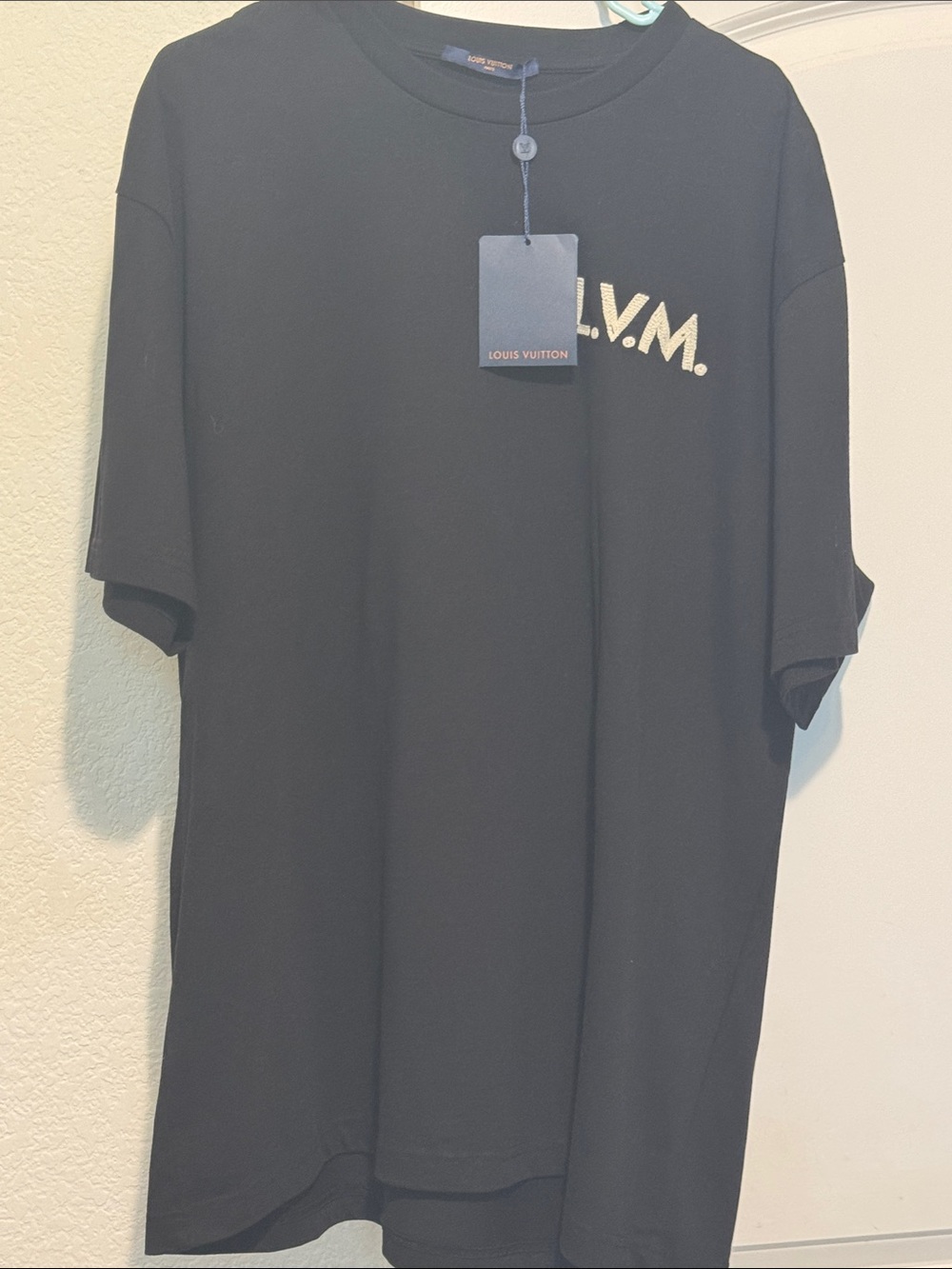 Louis Vuitton Black Crewneck T-Shirt with L.V.M. Chest Logo